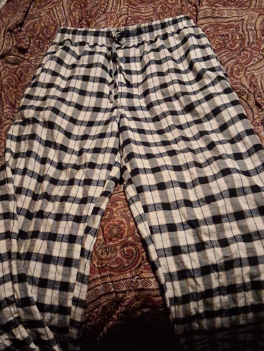 St. John's Bay Black and White Plaid Track Pants